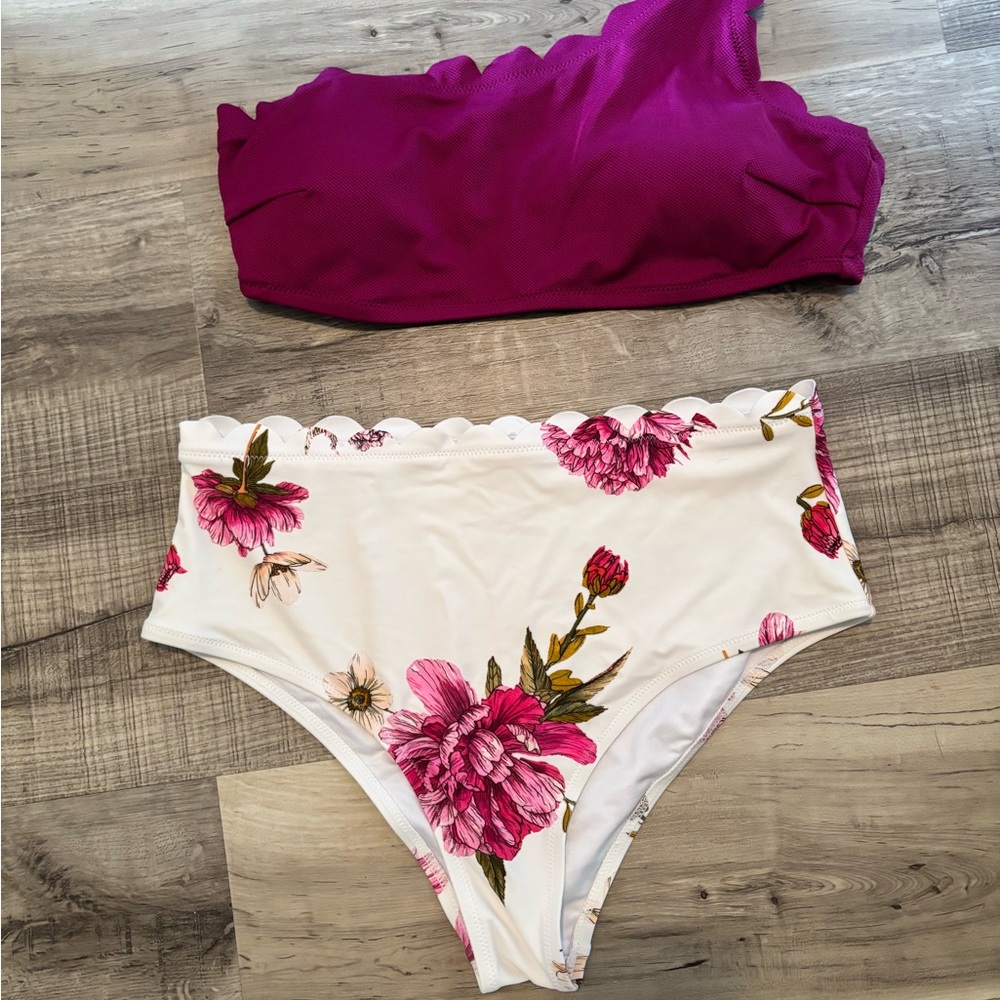 Cupshe Purple and Floral Bikini Set